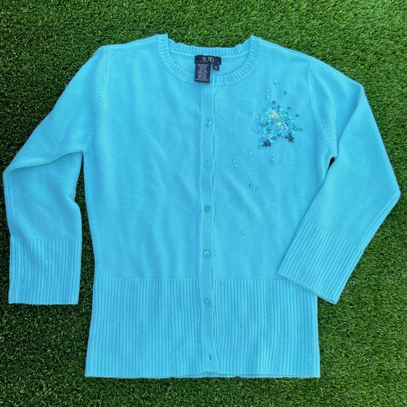 BCBG MAXAZRIA Light Blue Cardigan Sweater Set Size Small - Picture 2 of 8